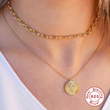 925 Sterling Silver Snake Sun Necklace Women's Collarbone Religious