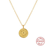 925 Sterling Silver Snake Sun Necklace Women's Collarbone Religious