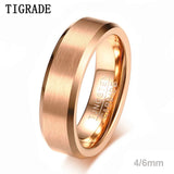 18K Rose Plated Tungsten Ring 4/6mm Brushed Wedding Band
