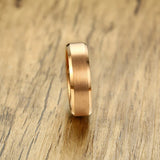 18K Rose Plated Tungsten Ring 4/6mm Brushed Wedding Band