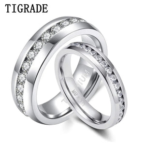 4/6mm Titanium Ring CZ Engagement Ring Crystal Wedding Band