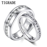 4/6mm Titanium Ring CZ Engagement Ring Crystal Wedding Band