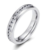 4/6mm Titanium Ring CZ Engagement Ring Crystal Wedding Band