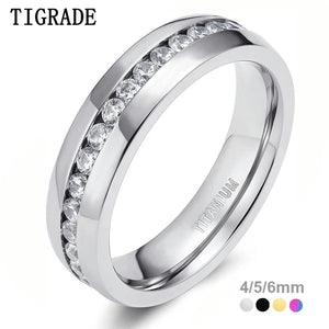 Titanium CZ Engagement Ring Wedding Band Size 3-13.5