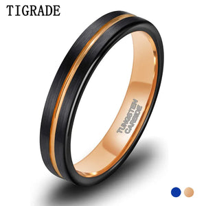 4mm Thin Two Tone Tungsten Wedding Band Rose Gold Size 5-12