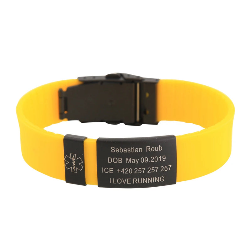 TINGKU Kids Medical ID Bracelet Engraved Silicone Armband