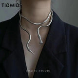 Dark Earth Open Mouth Snake Necklace Collar Jewelry