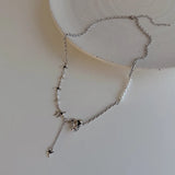 Zircon Love Star Pearl Necklace - Collar Chain Jewelry