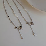 Zircon Love Star Pearl Necklace - Collar Chain Jewelry