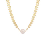 Chic Hip-hop Pearl Leaf Necklace for Women