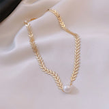 Chic Hip-hop Pearl Leaf Necklace for Women