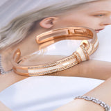 Abalone Shell Cuff Bangle with Cubic Zirconia Bracelet