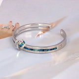 Abalone Shell Cuff Bangle with Cubic Zirconia Bracelet