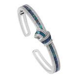 Abalone Shell Cuff Bangle with Cubic Zirconia Bracelet