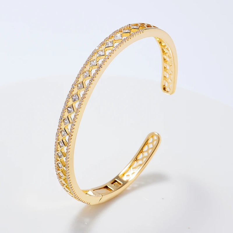 Cubic Zircon Crystal Bangle Womens Bracelet Jewelry