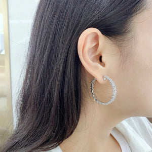 Crystal Medium Hoop Earrings for Women Cubic Zircon Ear Piercing Party Jewelry