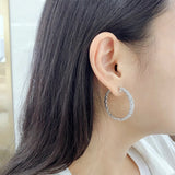 Crystal Medium Hoop Earrings for Women Cubic Zircon Ear Piercing Party Jewelry
