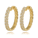 Crystal Medium Hoop Earrings for Women Cubic Zircon Ear Piercing Party Jewelry