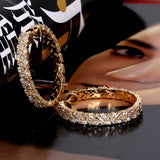 Crystal Medium Hoop Earrings for Women Cubic Zircon Ear Piercing Party Jewelry