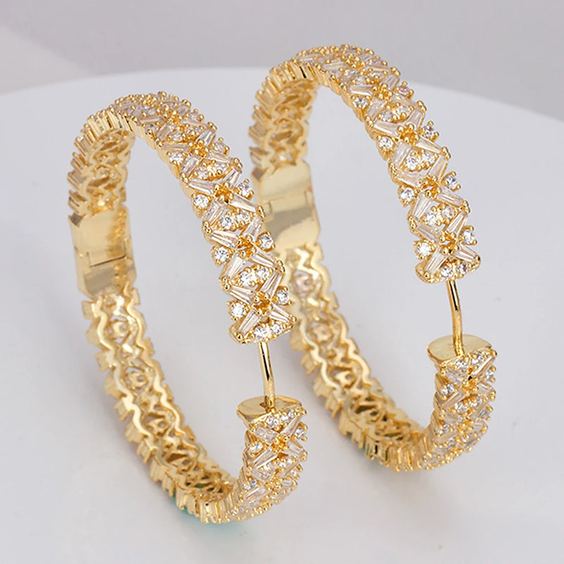 Crystal Big Hoop Earrings For Women Cubic Zircon Banquet Party Jewelry