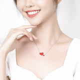 S925 Sterling Silver Red Heart Pendant Necklace for Her