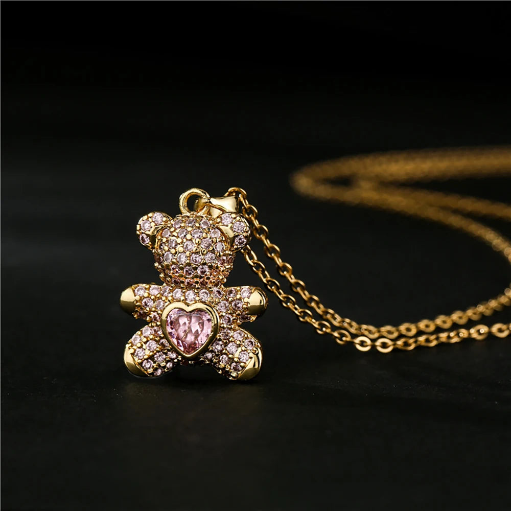 TKJ Panda Pendant Necklace Micro-inlaid Colored Zircon Love Bear Pendant