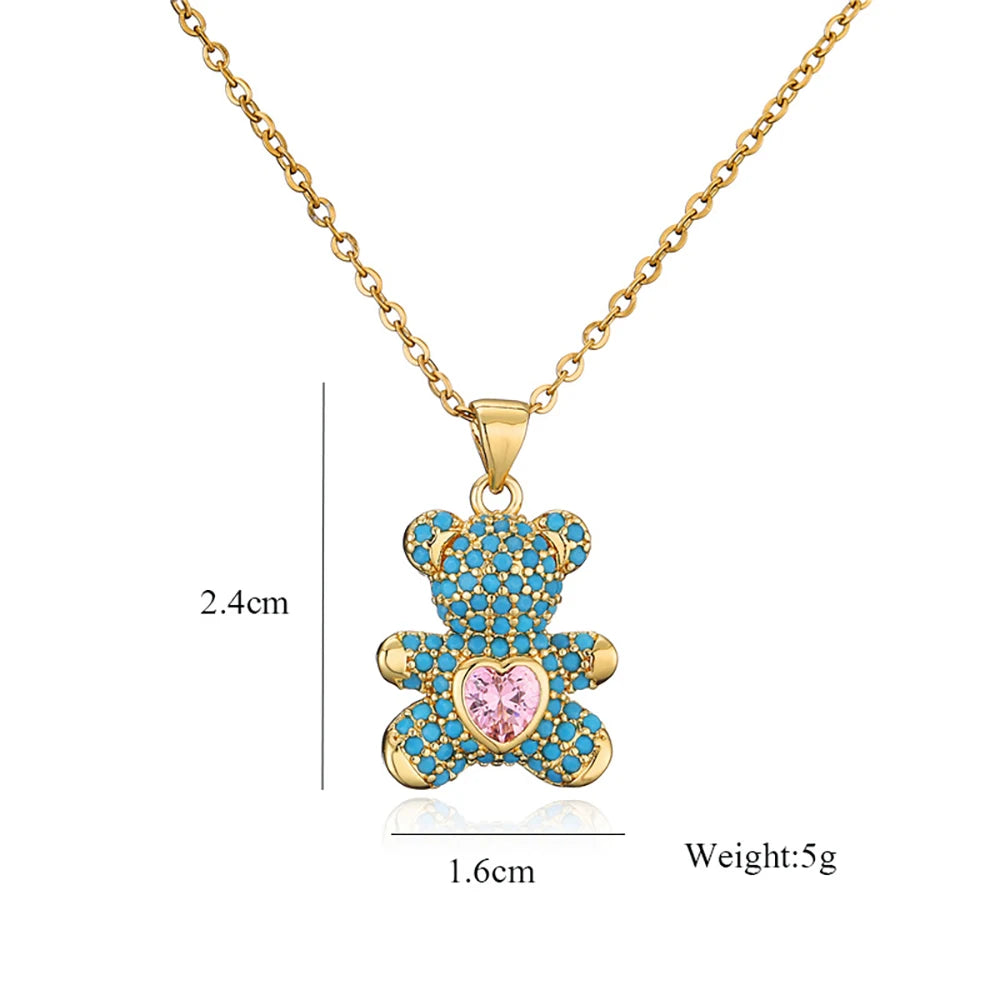 TKJ Panda Pendant Necklace Micro-inlaid Colored Zircon Love Bear Pendant