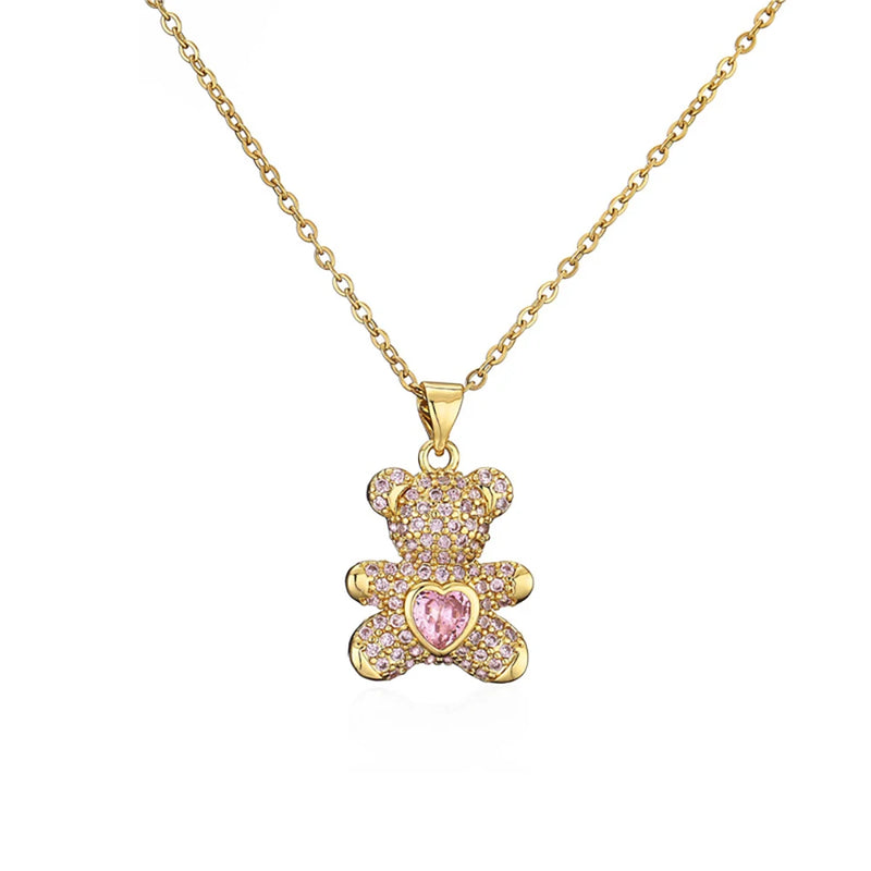 TKJ Panda Pendant Necklace Micro-inlaid Colored Zircon Love Bear Pendant