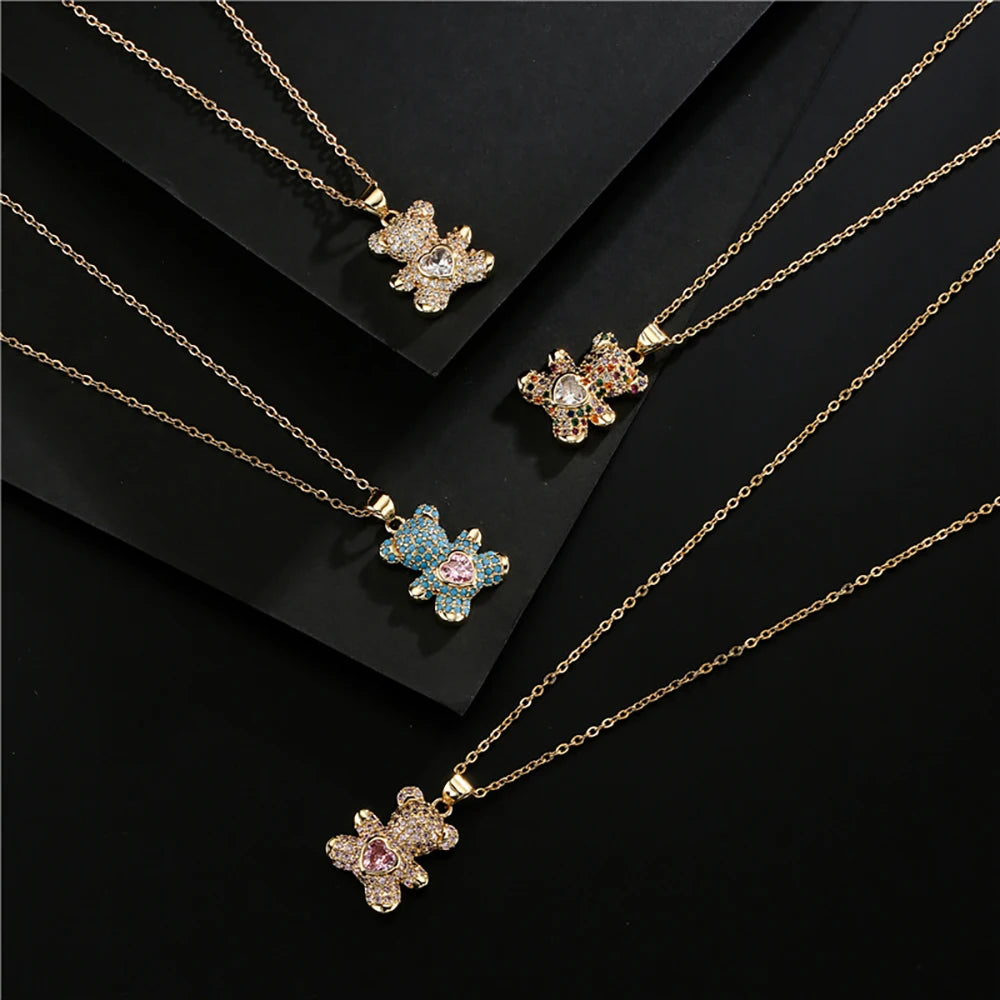 TKJ Panda Pendant Necklace Micro-inlaid Colored Zircon Love Bear Pendant
