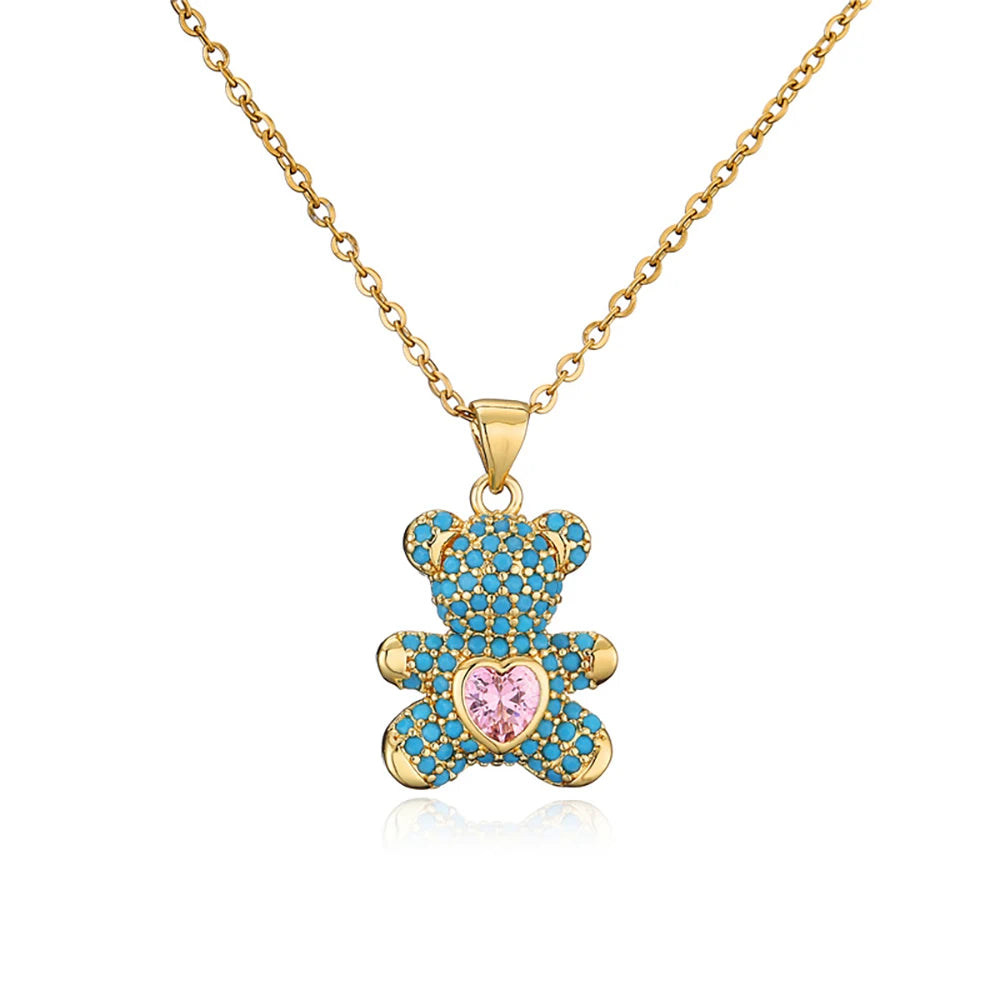 TKJ Panda Pendant Necklace Micro-inlaid Colored Zircon Love Bear Pendant
