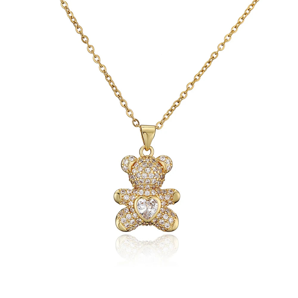 TKJ Panda Pendant Necklace Micro-inlaid Colored Zircon Love Bear Pendant