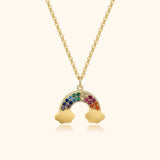 S925 Silver Rainbow Cloud Necklace Zircon Pendant