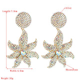 TKJ Studded Rhinestone Flower Earrings Street Ear Jewelry