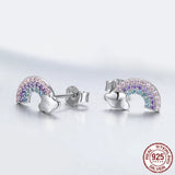 TKJ S925 Full Body Sterling Silver Rainbow Full Diamond Earrings