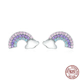 TKJ S925 Full Body Sterling Silver Rainbow Full Diamond Earrings