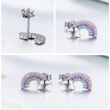 TKJ S925 Full Body Sterling Silver Rainbow Full Diamond Earrings