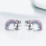 TKJ S925 Full Body Sterling Silver Rainbow Full Diamond Earrings