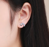 TKJ S925 Full Body Sterling Silver Rainbow Full Diamond Earrings