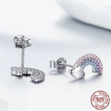 TKJ S925 Full Body Sterling Silver Rainbow Full Diamond Earrings