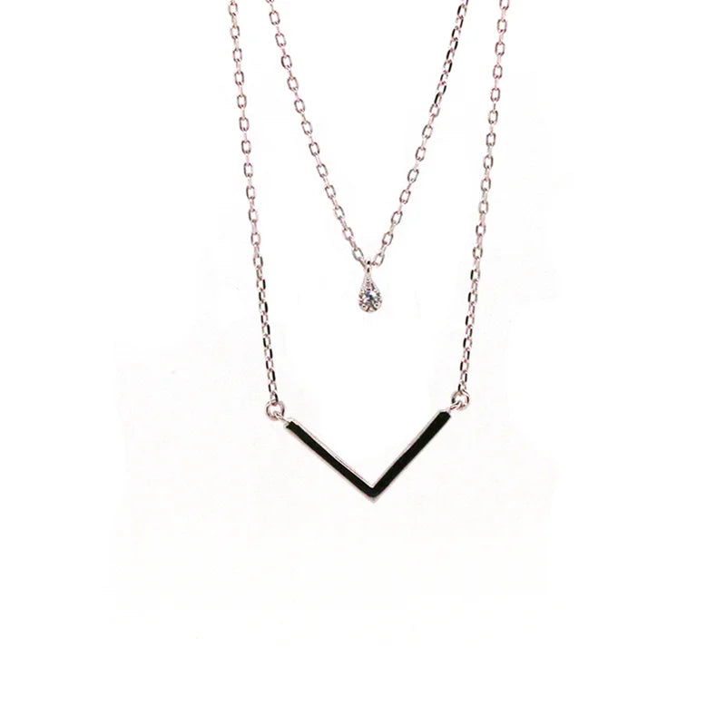 TKJ Silver 925 V Shape Necklace Party