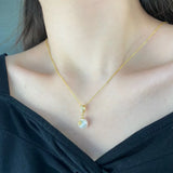 TKJ 925 Sterling Silver Freshwater Pearl Necklace Sun Smile Pattern