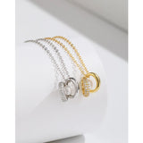 925 Silver Pearl Zircon Pendant Necklace for Girls