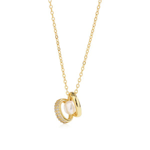 925 Silver Pearl Zircon Pendant Necklace for Girls