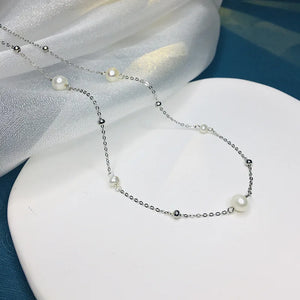 925 Silver Freshwater Pearl Necklace Women's Jewelry Birthday Gift