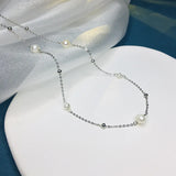 925 Silver Freshwater Pearl Necklace Women's Jewelry Birthday Gift