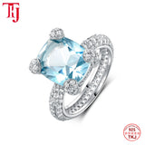 925 Silver Topaz Glass Crystal Women's Ring Party Jewelry