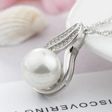 Zircon Wrapped Pearl Pendant Necklace Women Noble Jewelry
