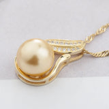Zircon Wrapped Pearl Pendant Necklace Women Noble Jewelry