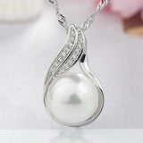 Zircon Wrapped Pearl Pendant Necklace Women Noble Jewelry