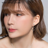TKJ Fine Female Earrings 925 Silver CZ Zirconia Square Shape